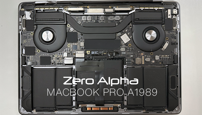 macbook pro A1989 with cover opened showing logic board data recovery