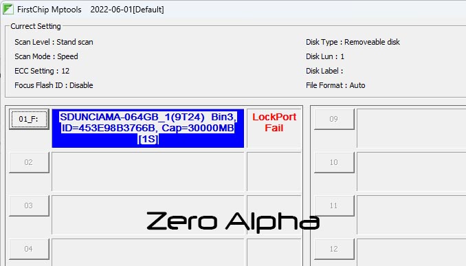 using mptools to detect firstchip usb data recovery controller