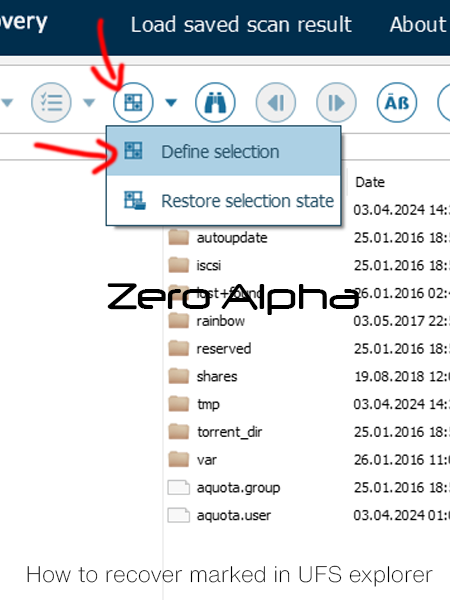 Recover marked files in UFS explorer