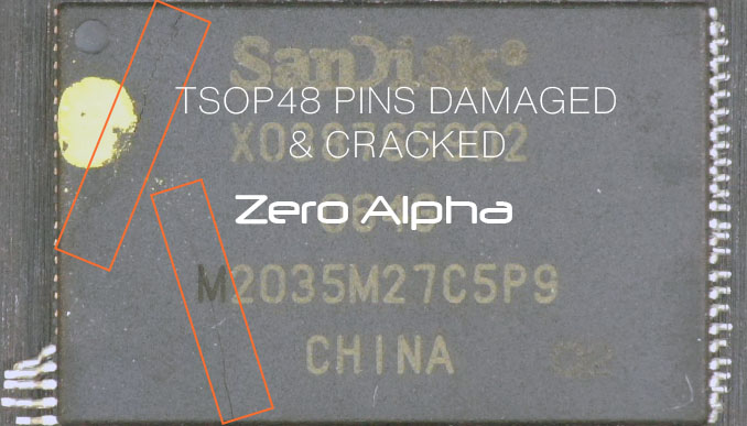 tsop 48 nand chip with broken pins and cracked