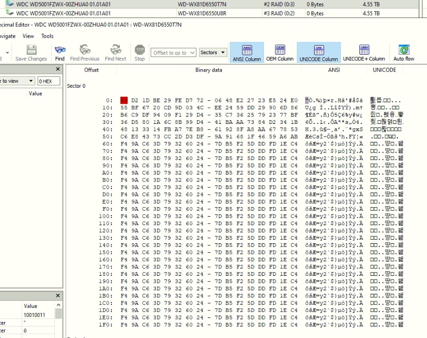 Looking at a virtual machine file with hexadecimal editor