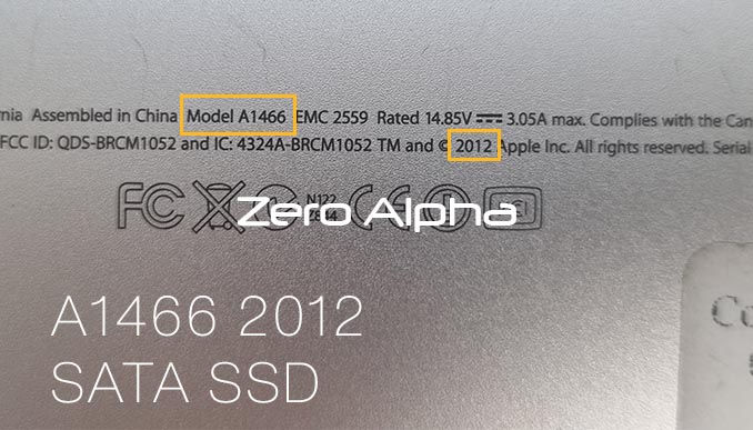 Apple MacBook Air 2012 A1466 model number and date demonstrating SATA SSD for data recovery
