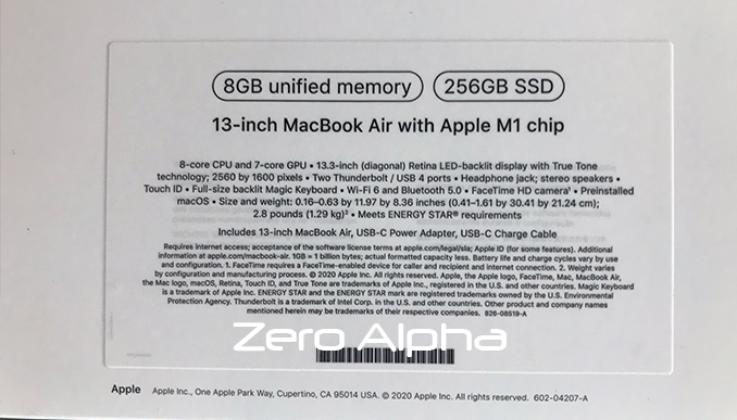 macbook air 13 inch with apple m1 chip box sticker description for data recovery