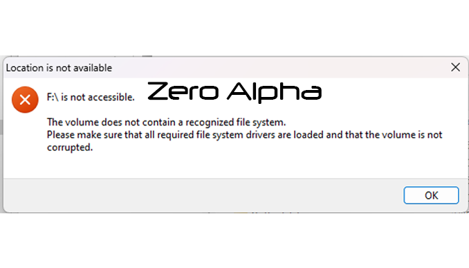 Corrupted Filesystem cannot be recognised error