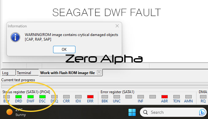 seagate dwf device fault ata status register data recovery