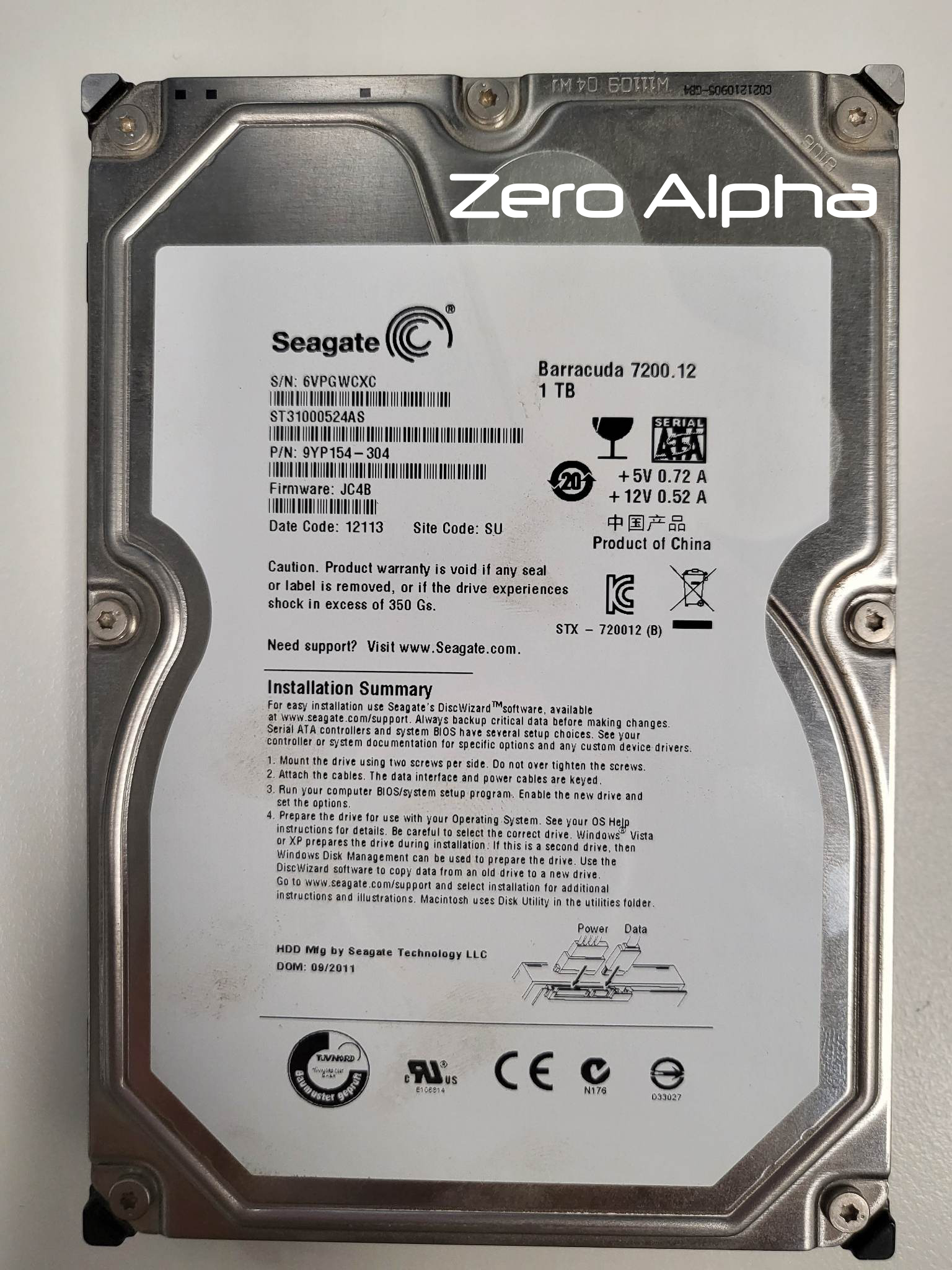 seagate ST31000524AS short points no drive ID
