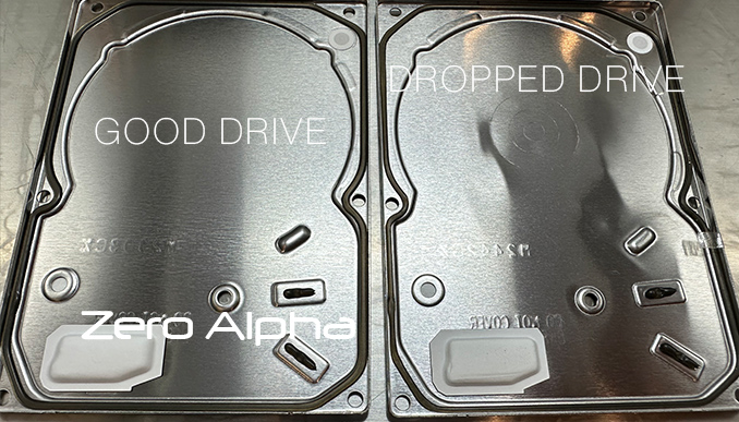 comparison of good and dropped toshiba drive inside