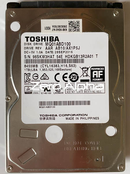 Toshiba MQ01ABD100 1TB Hard Drive Data Recovery