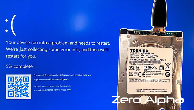 toshiba usb hard drive causes blue screen your device ran into a problem and needs to restart