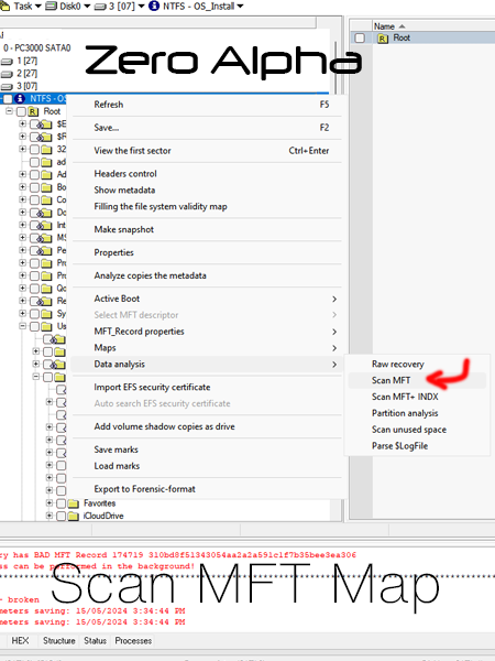 Scan MFT to find more files in PC3000