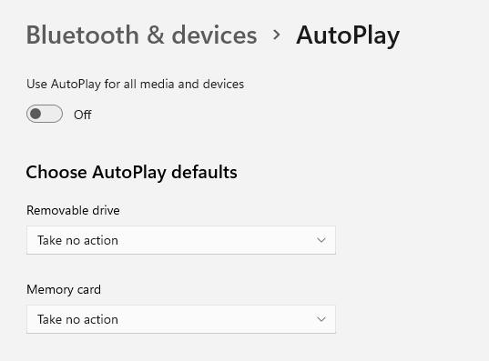disable drive autoplay in windows 11
