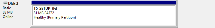 Samsung T5 SSD detects only with 81mb partition Samsung T5 SSD detects only with 81mb partition