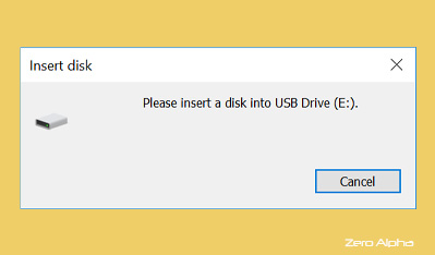 please insert a disk into USB Drive